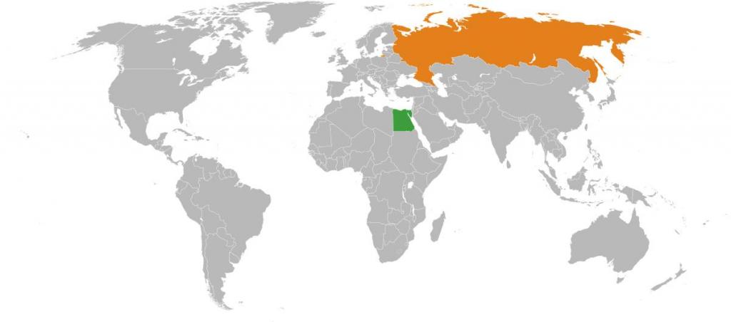 Egiptul și Rusia pe hartă