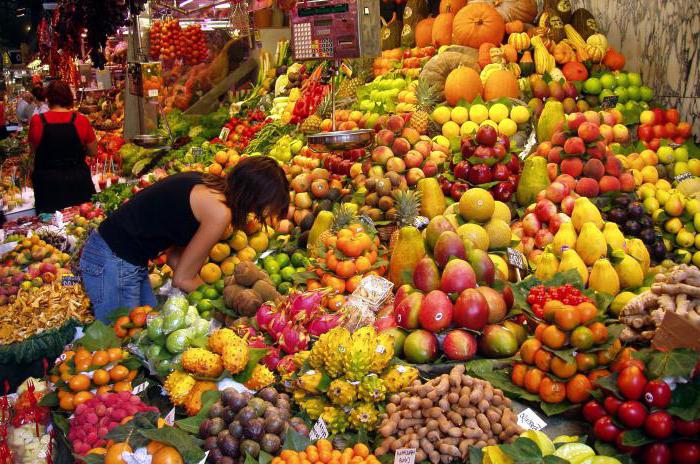 table de produits végétaux